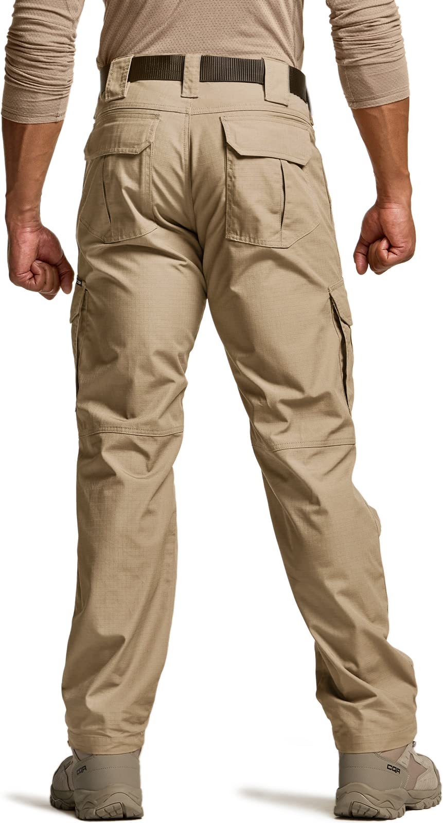 CQR Men's Tactical Pants, Water Resistant Ripstop Cargo Pants, Lightweight EDC Work Hiking Pants, Outdoor Apparel, Duratex Mag Pocket Khaki, 30W x 32L