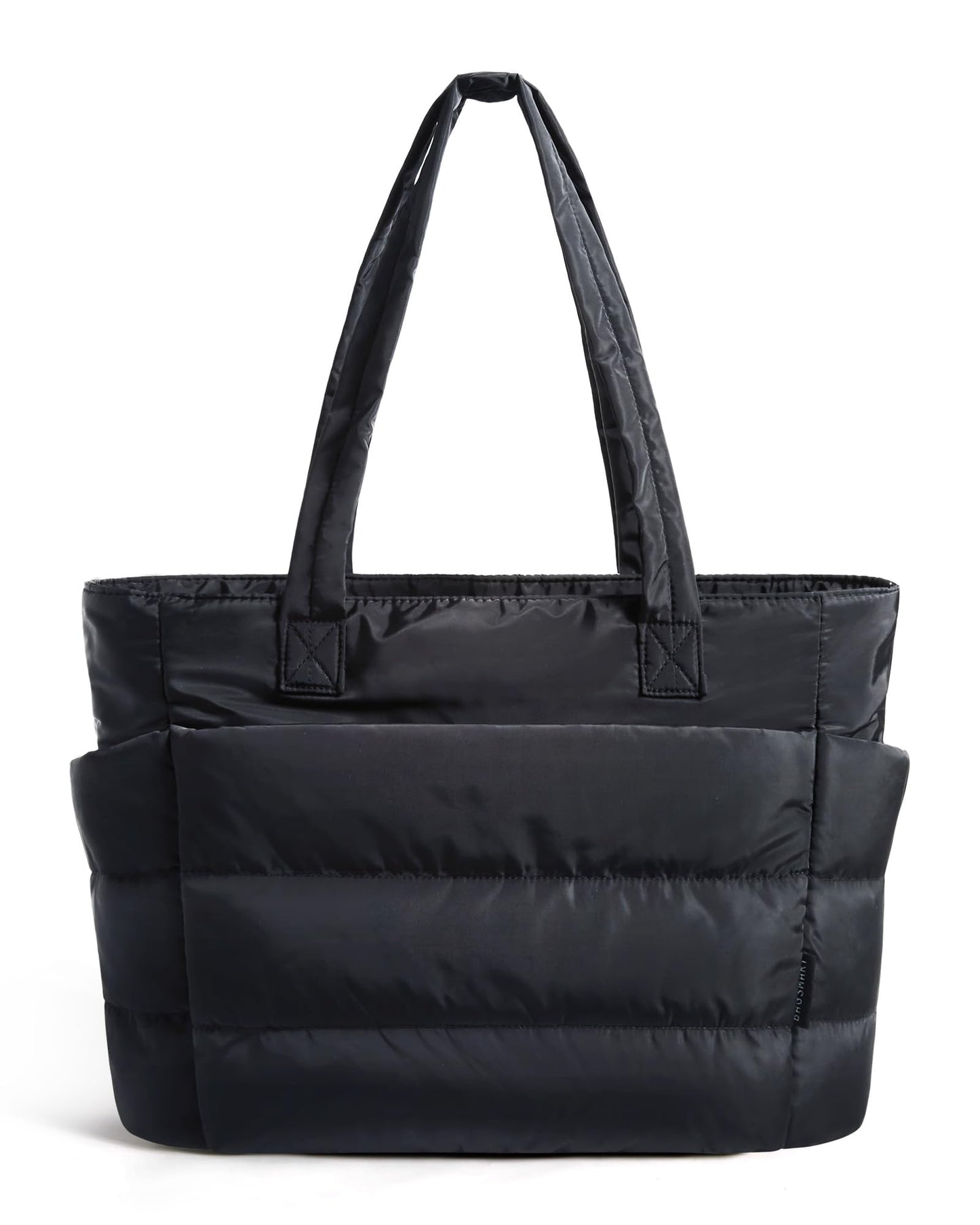 BAGSMART Tote Bag for Women, Lightweight Puffy Tote Bag with Compartments Shoulder Bag Handbag for Travel, Work, Gym (a-Standard Size-Black, Standard Size)
