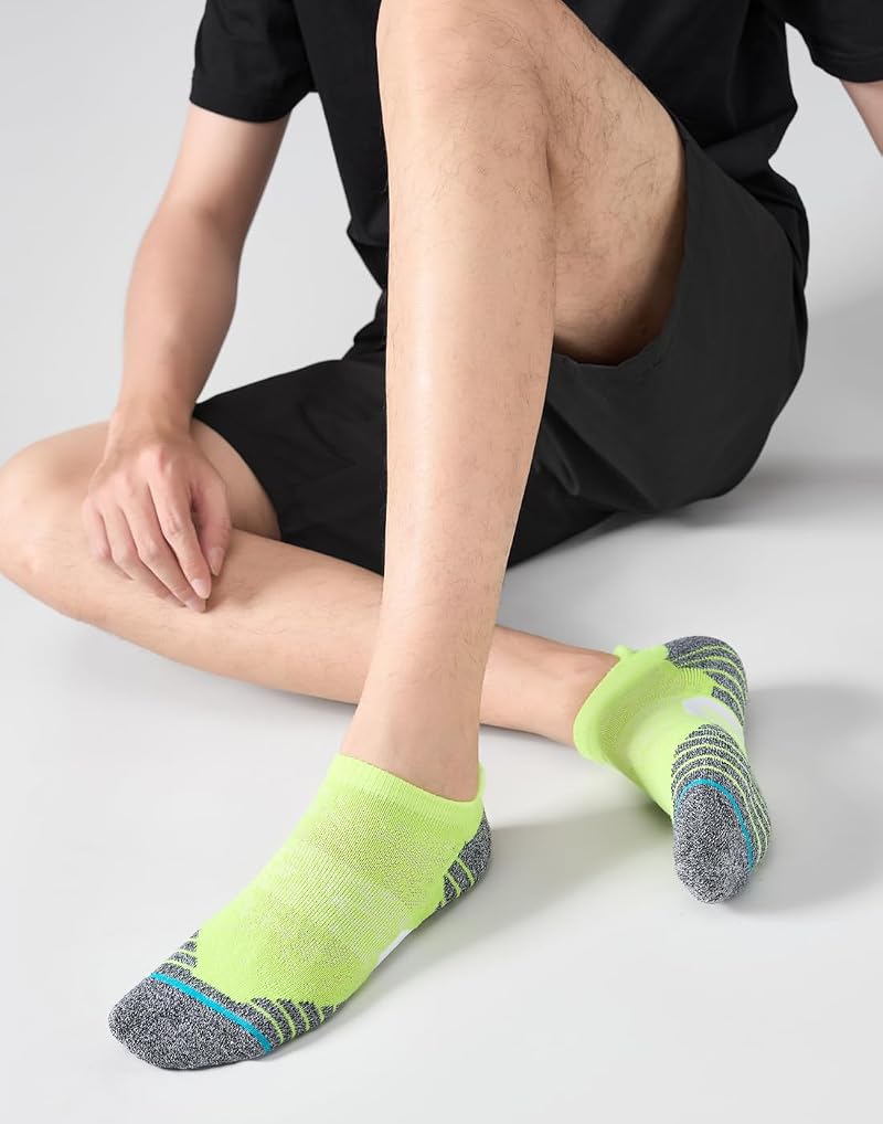 Mens Ankle Socks 6 Pairs - Lightweight Cushioned Athletic Socks with Arch Support (Multicolor) Variation of THIS listing