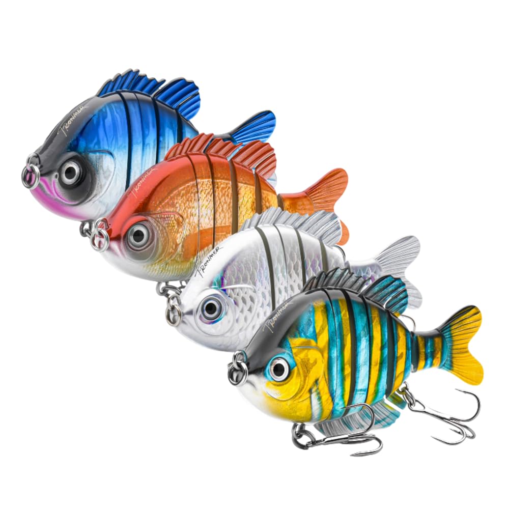 Tronmer Bass Fishing Lures,Freshwater and Saltwater Fishing Lure,Fishing Gear Lures, 3.5" 0.85 Oz Segmented Swimbait Jointed by Dyneema Strongest Fiber,Lifelike Fishing Lures(4PCS)