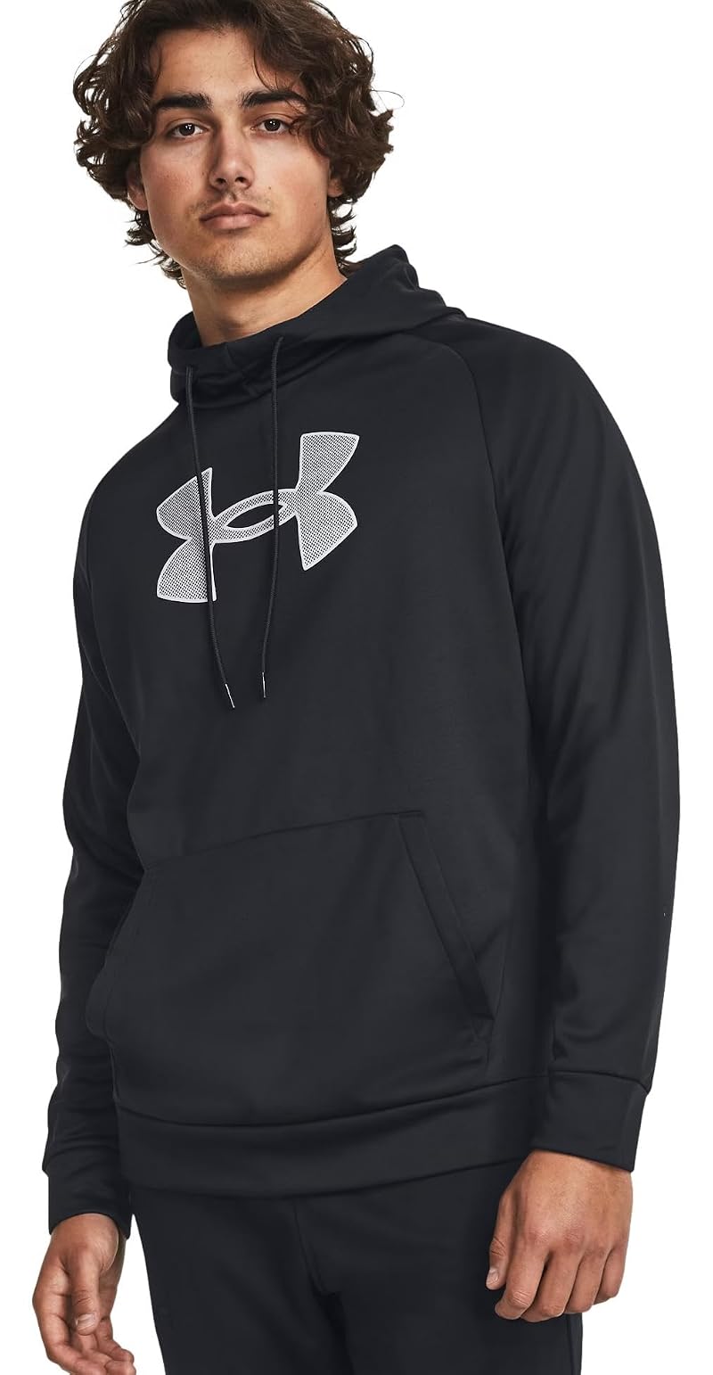 Under Armour Men’s Armour Fleece Big Logo Hoodie - Black/Gradient White, Medium