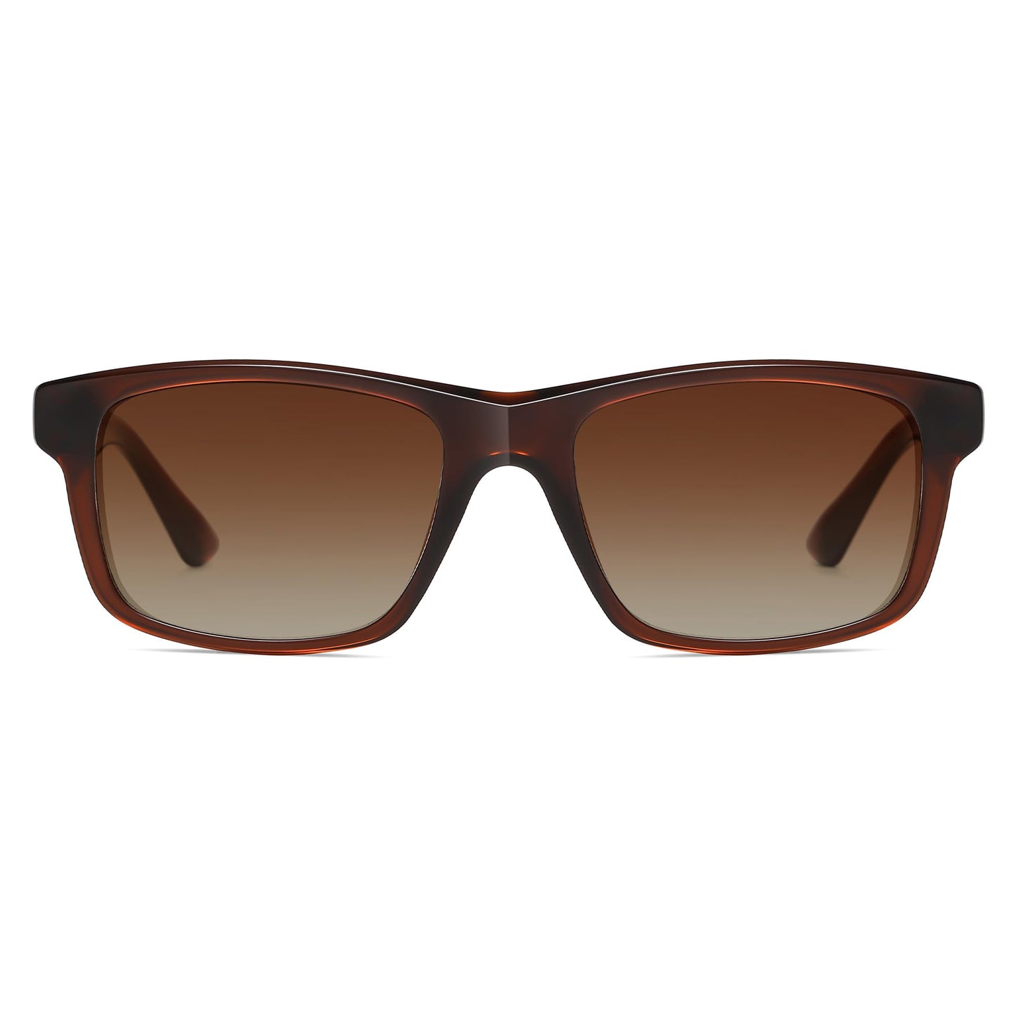 SOJOS Rectangle Polarized Sunglasses for Men Women Classic Acetate Frame UV Protective Wide Vision Shades SJ3115, Brown/Brown