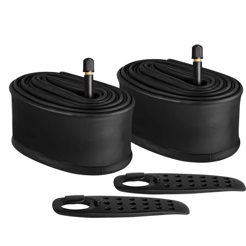 FANSPRO 2 Pack of 26 Inch Bike Tube 26x2.125 26x2.20 26x2.25 26x2.30 26x2.35 26x2.40 Heavy Duty Bicycle Tube with 2 Tire Levers, 48mm Schrader Valve Premium Quality Butyl Inner Tube