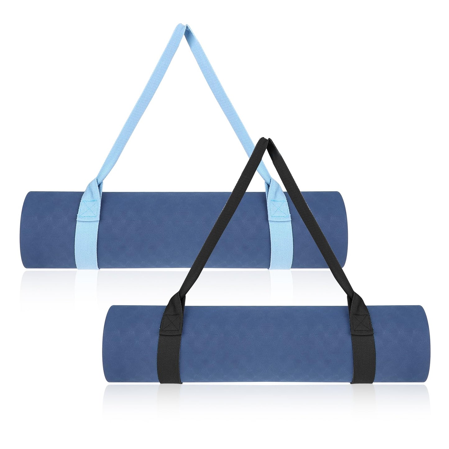 2 Pieces Yoga Mat Straps for Carrying, Black and Light Blue Yoga Mat Carrier Multi Purpose Adjustable Mat Holder Sling for Most Size Mats (Yoga Mat Not Included)
