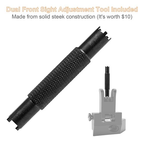 Fiber Optics Iron Sights, Low Profile 45 Degree Front and Rear Backup AR Sights, All Metal Construction Two Aperture Sight with Red and Green Dots for Picatinny and Weaver Rail