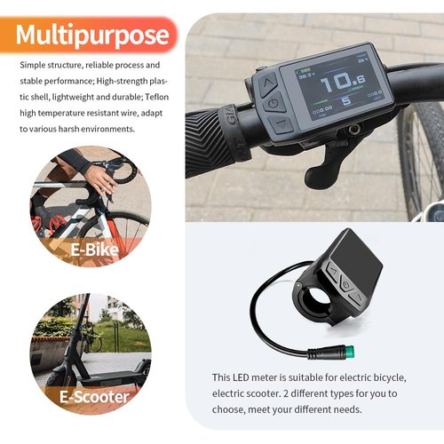 Ebike Color Screen Display Meter KT-TF01U （with USB） 24V 36V 48V 52V Electric Bike Conversion Kit LCD Display for KT Controller Kit (Green Plug(5pin Waterproof Plug))