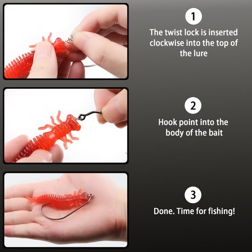 FishTrip Swimbait Hook, 25Pcs Twist-Lock Worm Hooks with Centering Pin Spring Weedless Hook for Soft Plastic Lures Baits Bass Fishing 3/0
