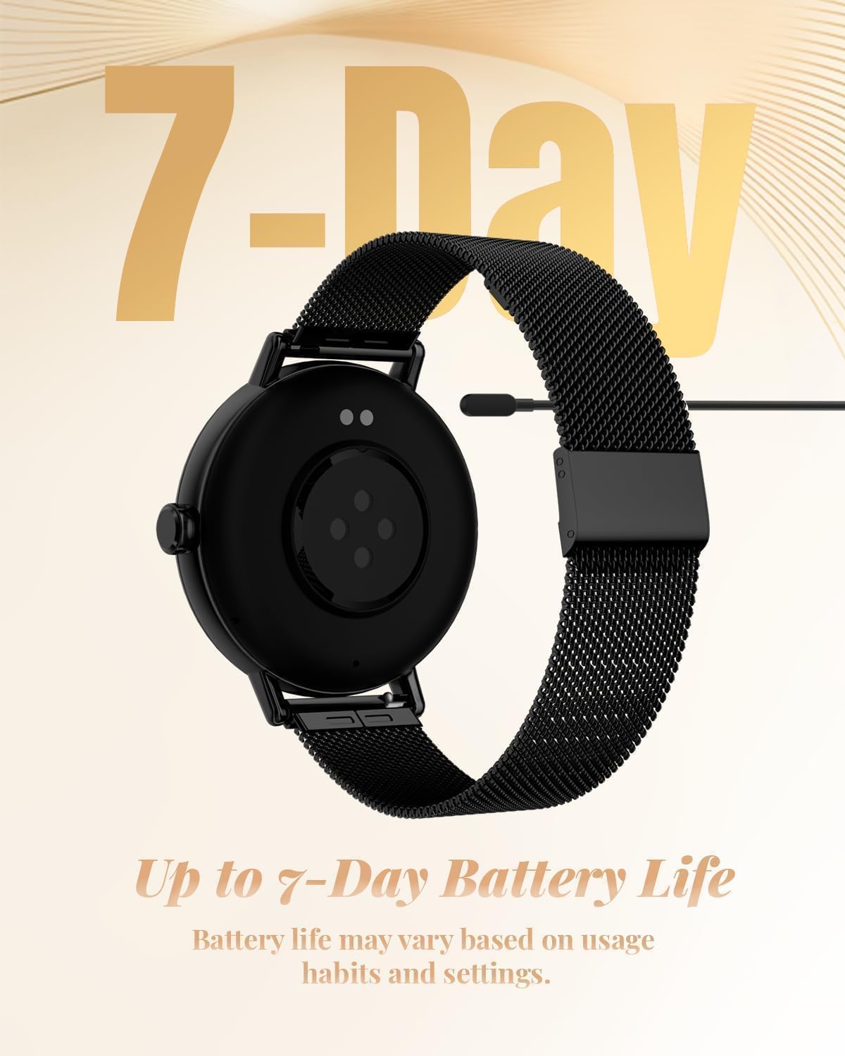 TOOBUR Smart Watch for Men Women with Two Bands, 40mm HD Smartwatch, Compatible with Android & iOS, Answer/Make Calls, Fitness Watch with Step/Sleep/HR Tracker, IP68, Stylish Gift, Black
