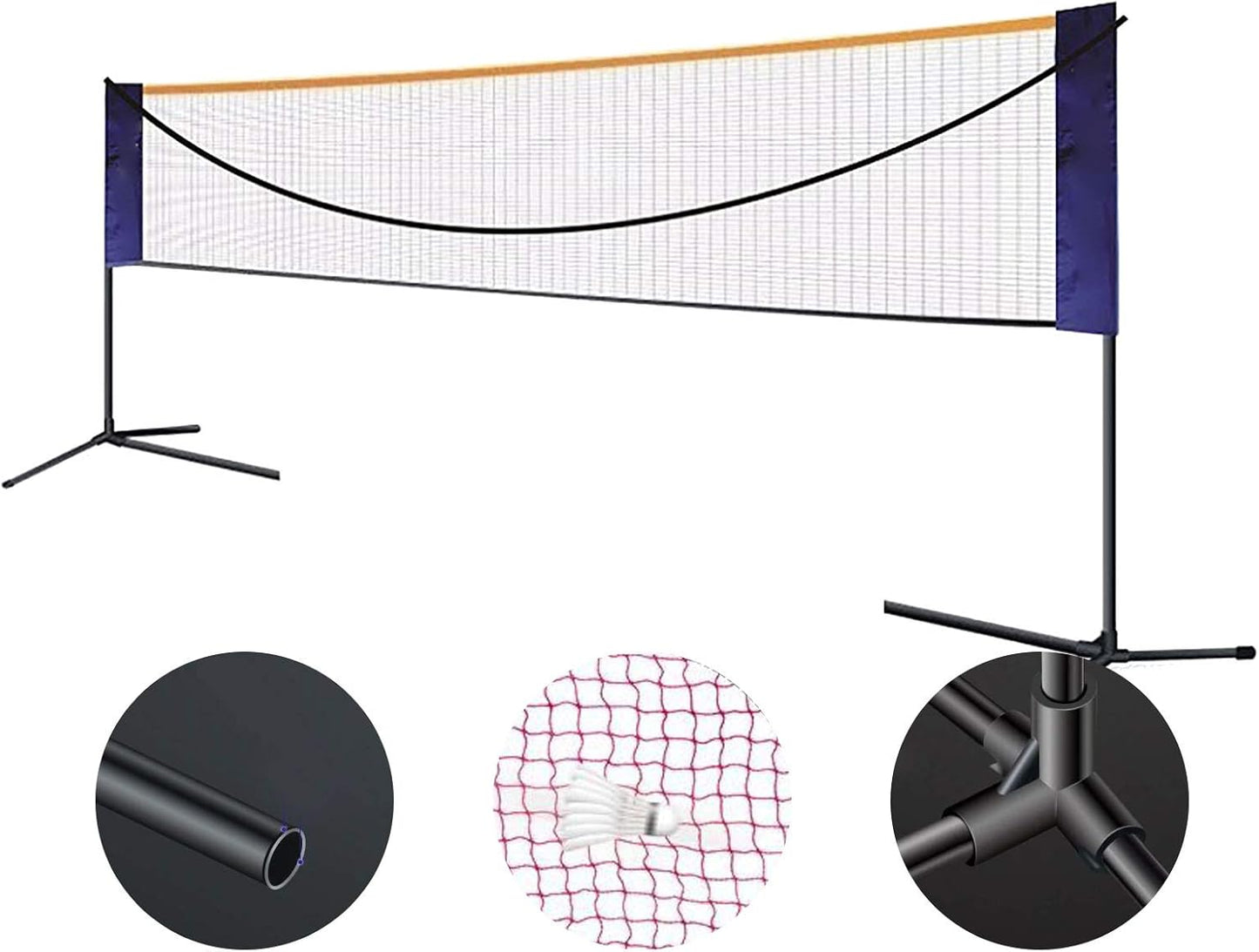 20FT Badminton Net,Portable Tennis Net,Adjustable Height Badminton Net with Stand,Volleyball Training Court Sports Tool with Carry Bag,Easy Setup for Indoor and Outdoor Play