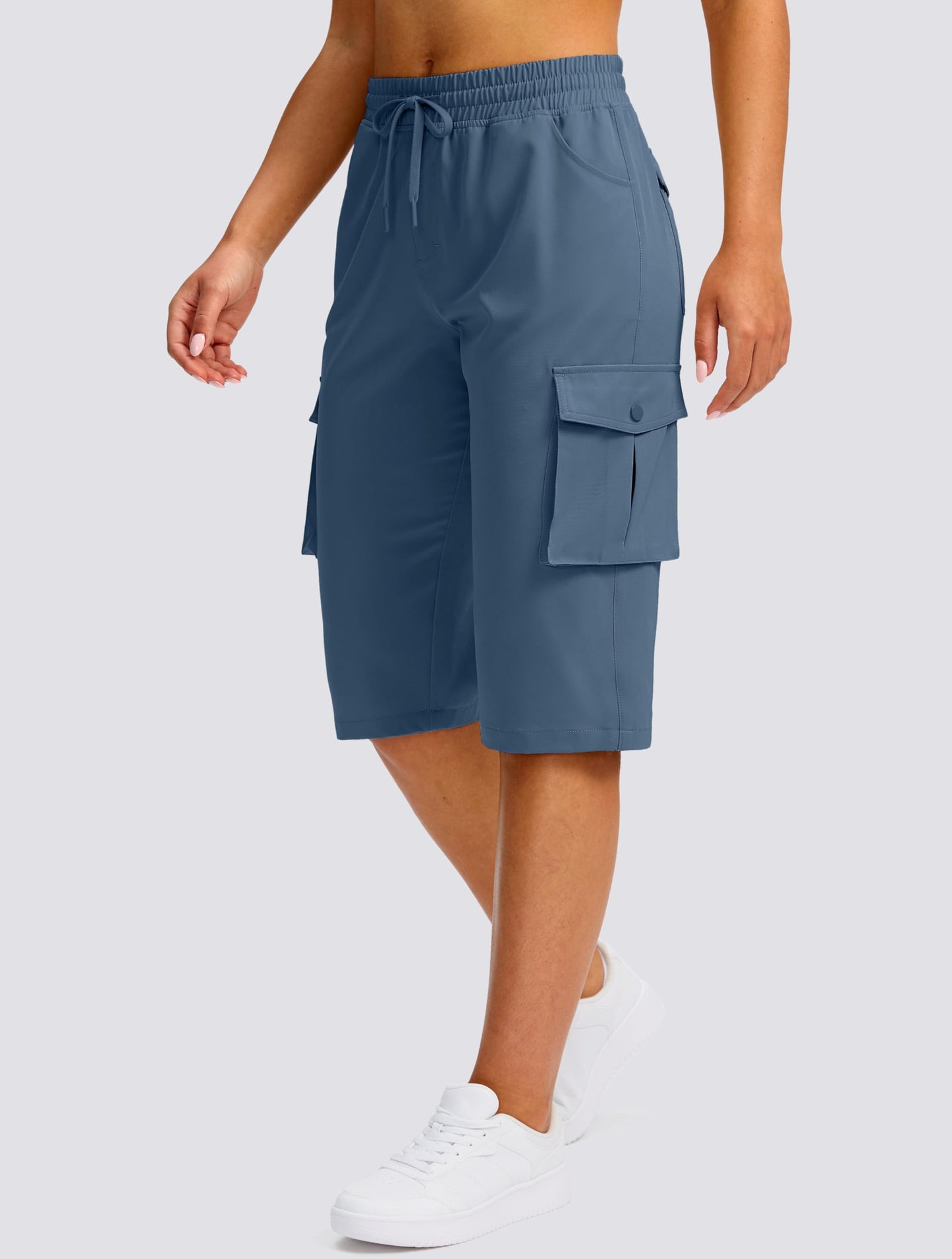 Viodia 15" Long Shorts for Women Hiking Cargo Bermuda Shorts Lightweight Quick Dry Knee Length Capris for Summer Travel Fishing