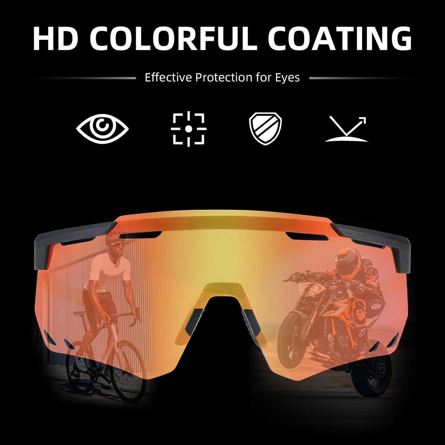 ROCKBROS Polarized Cycling Glasses, Sports Sunglasses for Men Woman