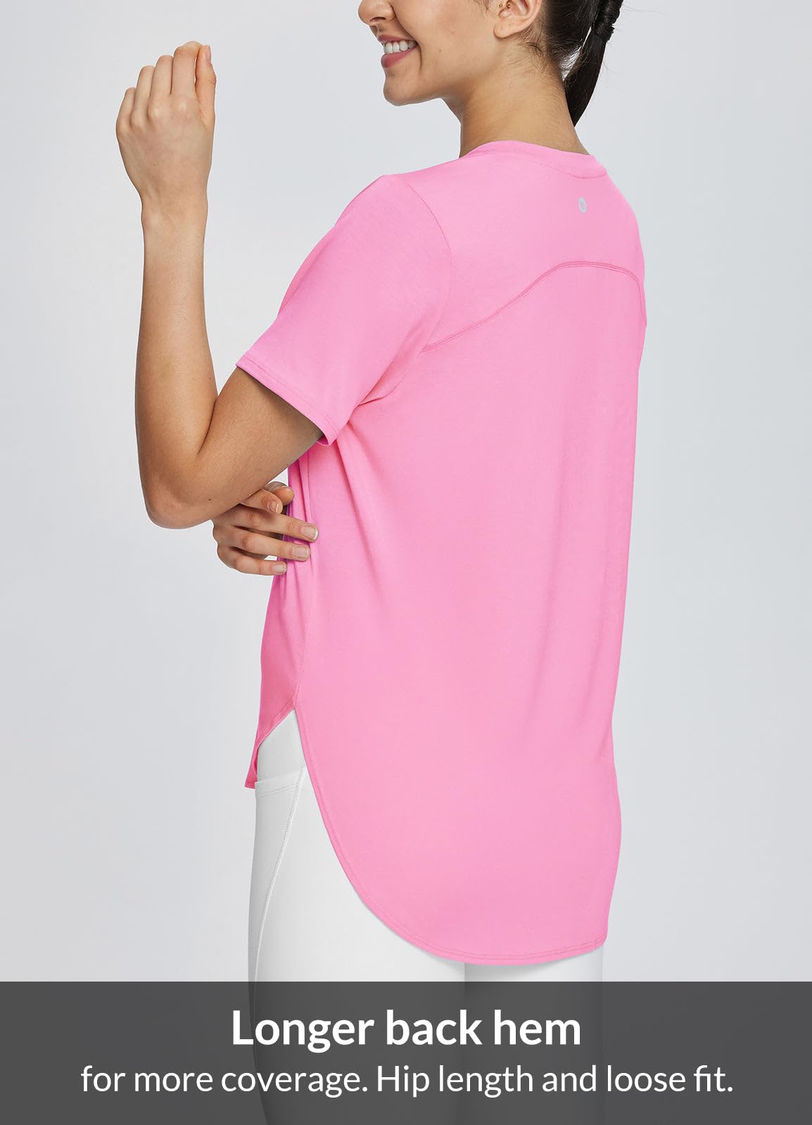 baleaf Women's Workout Shirts Short Sleeve Athletic Tops Lightweight Loose Fit for Running Exercise Yoga T-Shirts Pink L