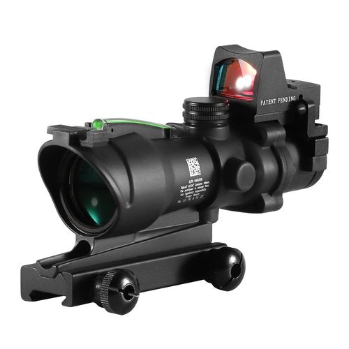 SYBESTE Adjustable 4x32 Red Dot Scope with 1x-4x Magnification, 20mm Rail Mount for Glock, Hunting & Tactical Use (Red Aiming Point)