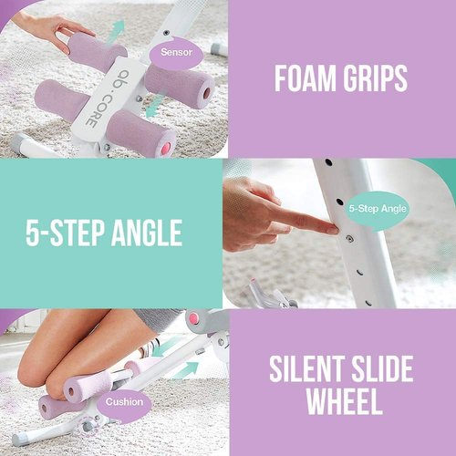 LeikeFitness Height Adjustable Ab Trainer Abdominal Whole Body Workout Machine Waist Cruncher Core Toner, Leg, Thighs, Buttocks Shaper with LCD Monitor AB9300(Green)