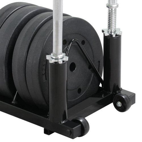 Yaheetech Horizontal Barbell Bumper Plate Rack Holder Olympic Bar Storage Rack with Handle and Wheels,Black