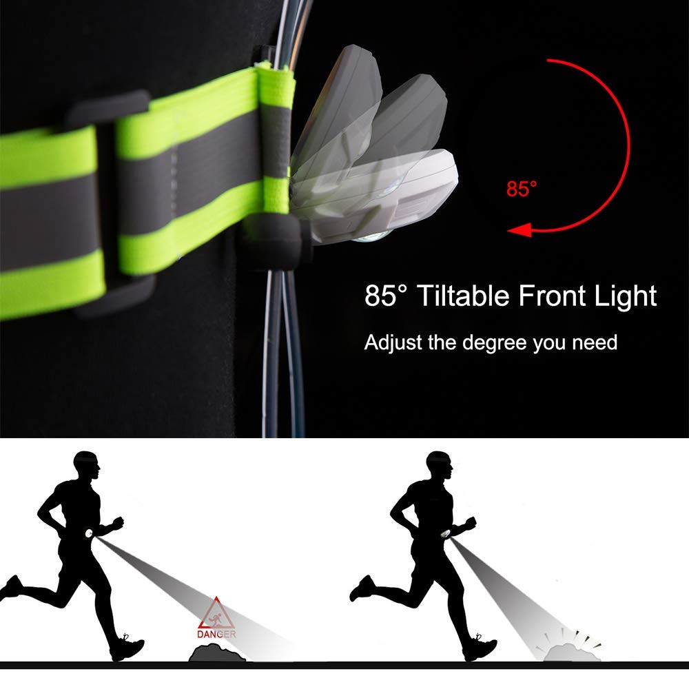 LONGU Led Running Reflective Vest Safety Night Light USB Rechargeable Cycling Multicolored Fiber Optics Suit Women Men Kids Adjustable Light Weight Gear for Jogging Biking