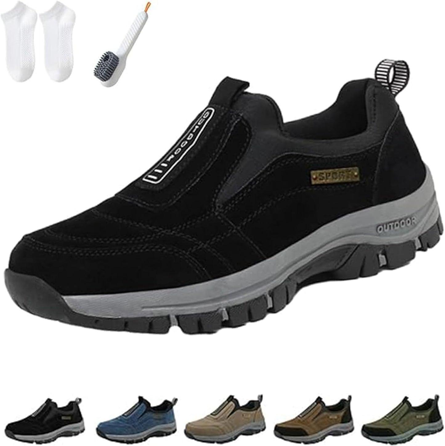 Ideacloth Shoes for Men, Orthopedic Comfortable Wide Fit Toe Anti-Slip Waterproof Walking Slip On Sneakers