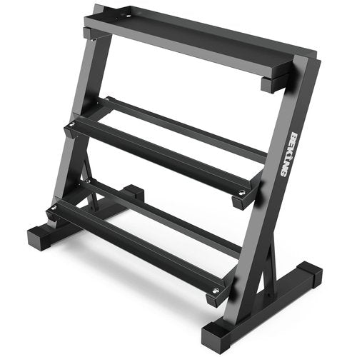 BEKING Dumbbell Rack, 3 Tier Weight Storage Rack for Dumbbells, Kettlebells, Multilevel Free Weight Organizer Stand for Home Gym Fitness, 1000-Pound Capacity