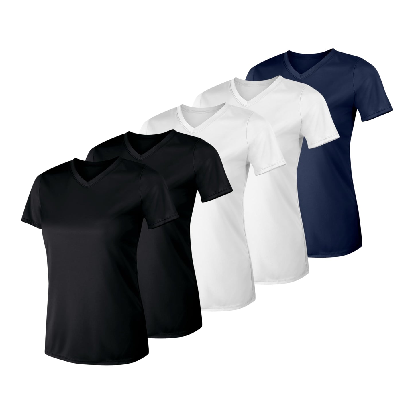 Hanes Women's Sport Cool DRI V-Neck T-Shirt, Moisture-Wicking Performance Tee, 40+ UPF Protection, 5-Pack