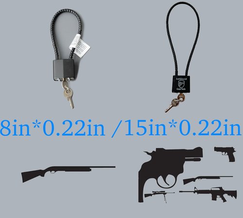 lockforall Cable Gun Locks with Keys Hunting Sports- Keyed Alike 15" Cable Gun Safe Lock CA DOJ Approved for Pistols, Handguns, Rifles, and Shotguns, Home, Storage Firearm Locking and Safety