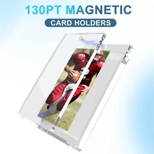 ToBeAce 130pt Magnetic Card Holders, 15ct One Card Touch Holder for Trading Cards, Baseball Card Protectors Hard Plastic, Magnetic Thick Card Display Case for Sports Cards, Game Cards