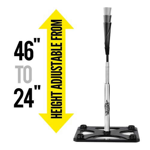 PLAYAPUT 5 Position Batting Tee,Hitting Tee Height Adjustable 24-46 Inch Baseball Tee with 2 Rubber Top,Aluminum Pole,Metal Base Softball Tee for All Players Practice Inside, Middle,Outside