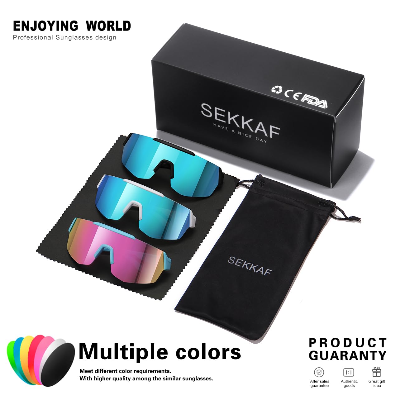 SEKKAF 3Pack Youth Baseball Sunglasses for Boys Girls Kids Sports Softball Cycling Sun Glasses UV Protection Goggles
