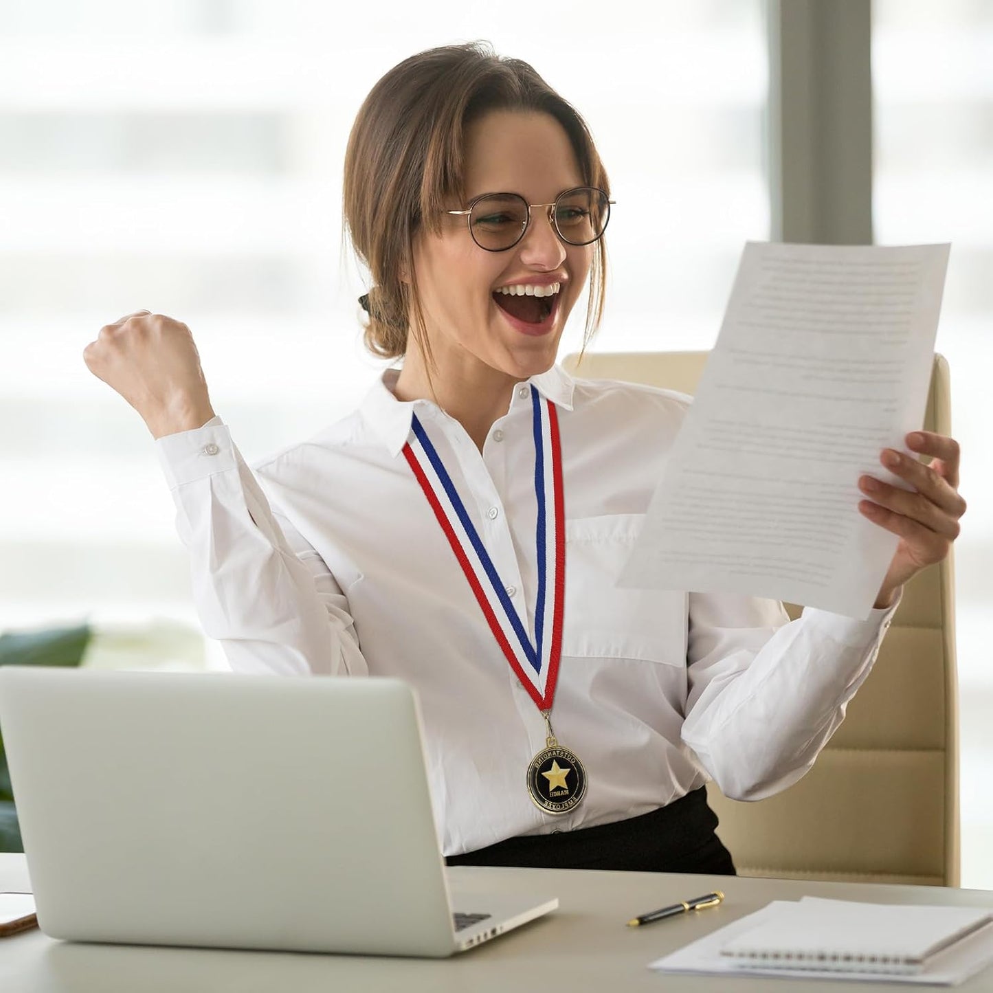 12 Pcs Employee of the Month Medal with Neck Ribbons You Make a Difference Award Medals Employee Appreciation Gifts 1-12 Month Gold Enamel Star Recognition for Coworker Team Staff Retirement Reward