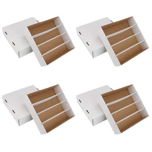HIMOMO Trading Card Storage Box 3120 Count Collector Cards Box White Sports Card Storage Boxes Card Sorting Tray Cases Cards Collection Trading Cards Box for Soccer Basketball Cards(4 Set)