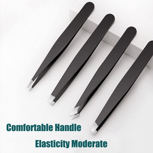 LUDOUPIER [4+1 Pieces] Tweezers Set with Travel Case, Great Precision Upgrade Professional Anti-rust Alloy Tweezers for Women & Men, Multi-purpose as Eyebrows Facial Hair Ingrown Hair Removal