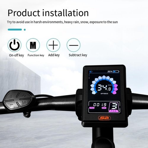 Bloepum E-Bike 24-60V 5PIN Color Screen LCD Display Motor Speed Meter Scooter Control Switch Electric Bike Accessories UKS2+