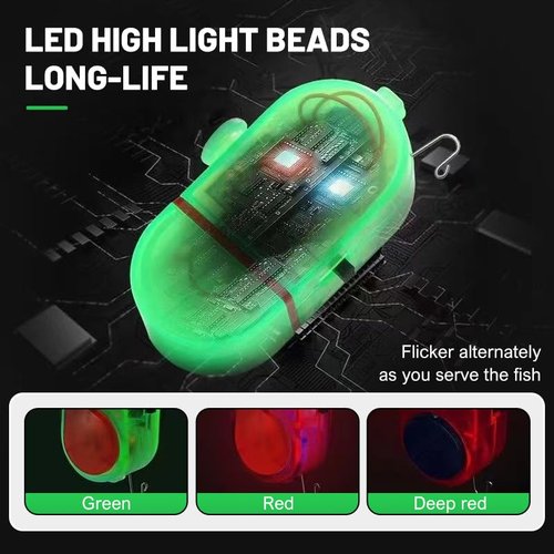 Fishing Bite Alarm with LED Light, 2025 New Smart Fish Bite Alarm Sound Bite Alert Bell with LED Lights, Upgrade Electronic Fishing Alarms Bite Alarms for Fishing Poles Multipack (2)
