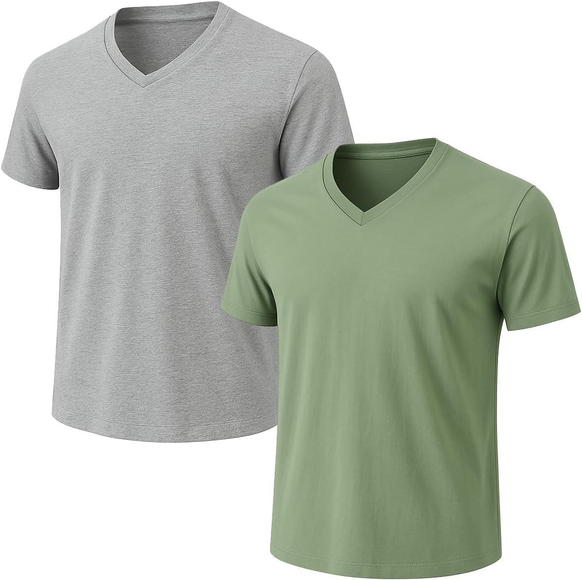 2-Pack Bulk Men’s V-Neck T-Shirts – Soft Pre-Shrunk Premium Cotton, Short Sleeves, Reinforced Collar, Crew Neck, Casual Fit