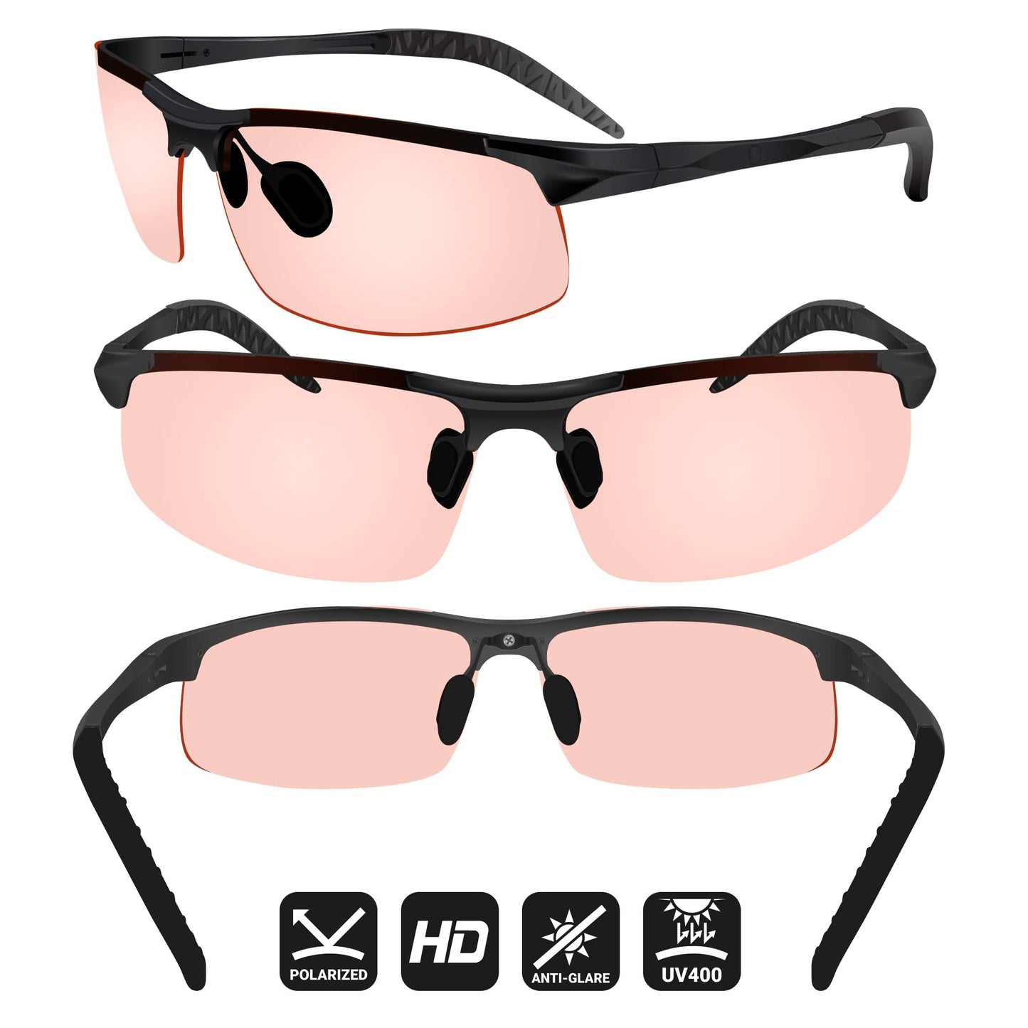 BLUPOND Shooting Glasses Women - Polarized Pink Lens Anti Fog Safety Sunglasses for Shooting Hunting Working for Men Woman