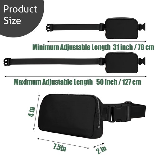 INTINI Everywhere Belt Bag – Small, Slim, and Stylish Mini Crossbody Fanny Pack for Women 50 Inch Waist (S - Black)