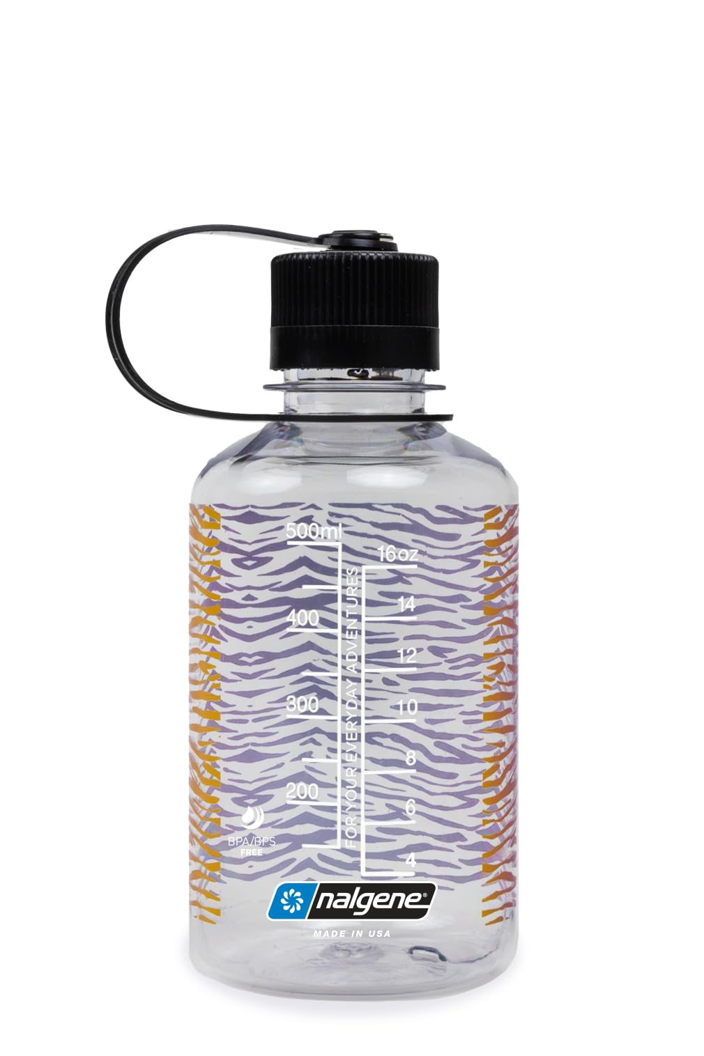 Nalgene 16 oz Narrow Mouth Water Bottle, Rainbow Zebra