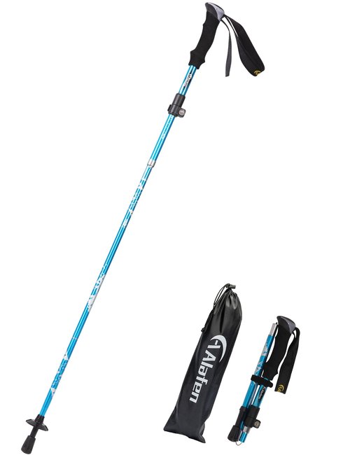 A ALAFEN Lightweight Collapsible Trekking Pole - 7075 Aluminum Adjustable Walking Stick for Hiking & Travel, Foldable Quick-Lock Design, Single Pole for Adults & Seniors