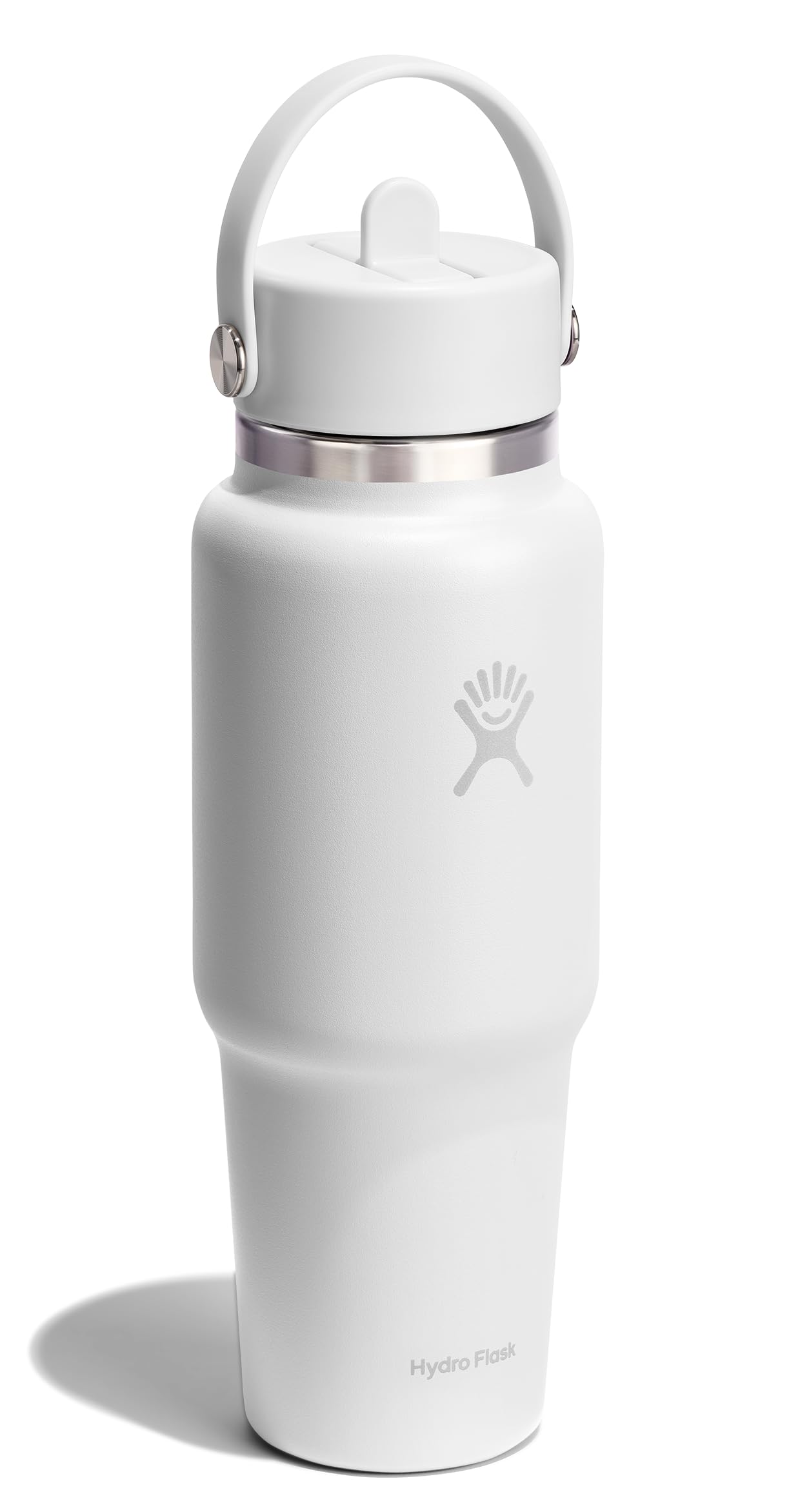 Hydro Flask Travel Water Bottle - Insulated Stainless Steel - Wide Straw Lid, Non Spill, Leakproof in 32 Oz Tonal White