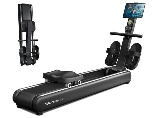 YPOO Rowing Machines for Home, Magnetic Row Machine Foldable, 16 Levels Quiet Resistance Rowing Machine with Dual Slide Rail, Folding Indoor Rowers Compact with Max 350lb Weight Capacity