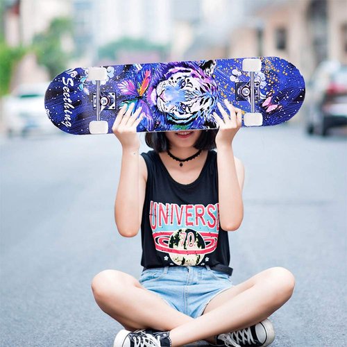 CLYCTIP Complete Skateboards- Standard for Beginners Kids Boys Girls Teenager- 31''x 8''Canadian Maple Cruiser Pro Skate Board