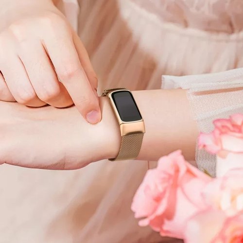 Meliya for Fitbit Charge 6 Bands Women Men, Stainless Steel Metal Mesh Loop Adjustable Magnetic Wristband Replacement Straps Compatible with Fitbit Charge 6 Fitness Tracker (Rose Gold)
