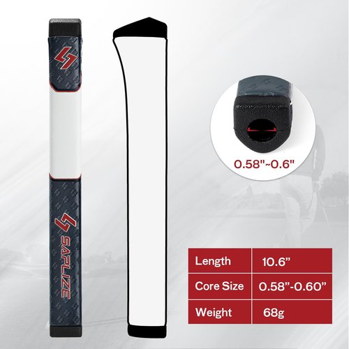 SAPLIZE Midsize Golf Putter Grip, Lightweight Golf Grips, Innovative Pistol Shape with Anti-Slip Pattern, Red/Grey