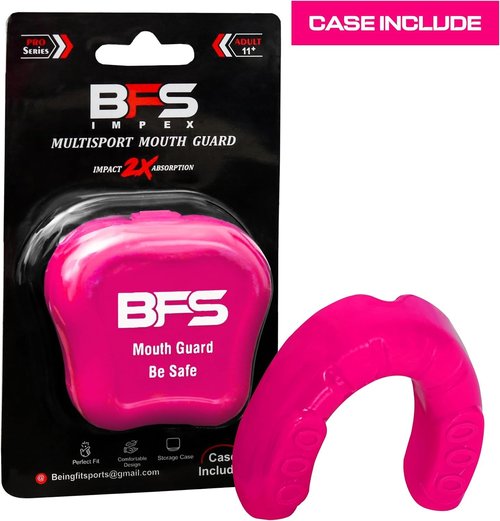 BFS IMPEX Sports Mouth Guard for Kids,Youth,Boys,Girls,Child Teen Mouthguard with Case (BPA Free) for Boxing, Martial Arts,MMA Karate,Lacrosse,Football,Soccer and All Contact Sports (Pink)