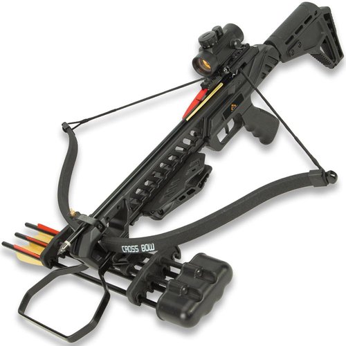 Avalanche Hellhound Recurve Crossbow | Scope, Bolts, Cocking Rope, Quiver Included | 175-Lb Draw Weight | 255 Fps with 16" Aluminum Arrow | Adjustable Composite Butt Stock | Scope Included