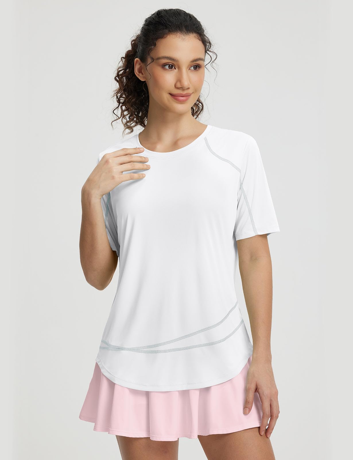 baleaf Women's UPF 50+ Sun Protection Shirt Quick Dry Lightweight UV Shirt Short Sleeve for Running Hiking Travel Workout White XL