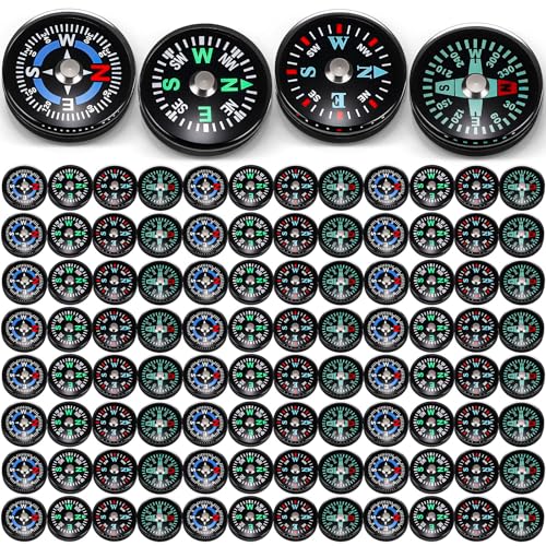 Mini Camping Compass 100 Pack 20mm Portable Navigational Tool for Hiking & Outdoor