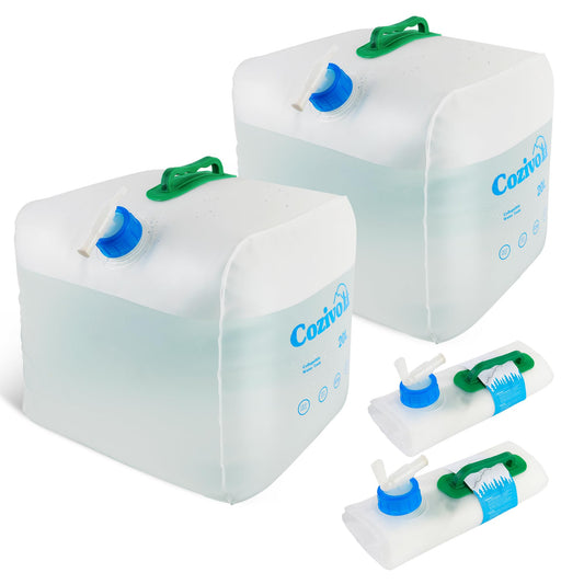 2 Pack Collapsible Water Container,5.3 Gallon Water Storage Jug with Spigot, BPA-Free Portable Water Cube for Outdoor Camping Hiking and Emergency Survival Kit (2 Pack)