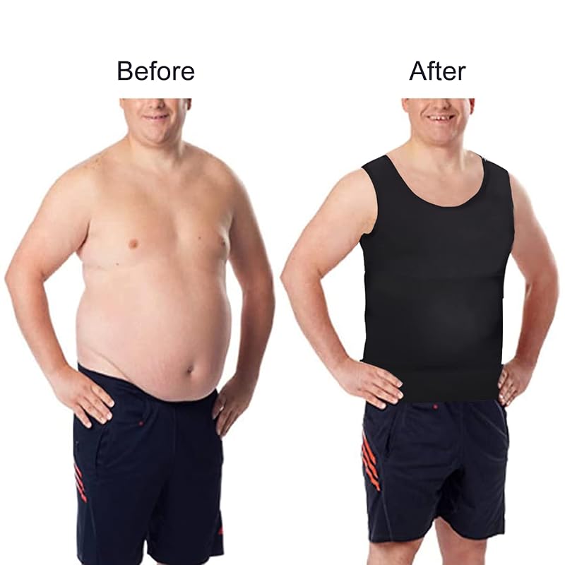 Lgtfy 2 Pack Mens Compression Tank Top Shapewear Slimming Vest - Black XX-Large