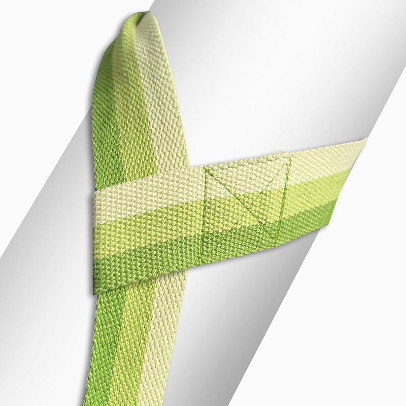 Green Yoga Mat Carrier Strap - Adjustable 64” Thick, Comfy Cotton Mat Holder Sling