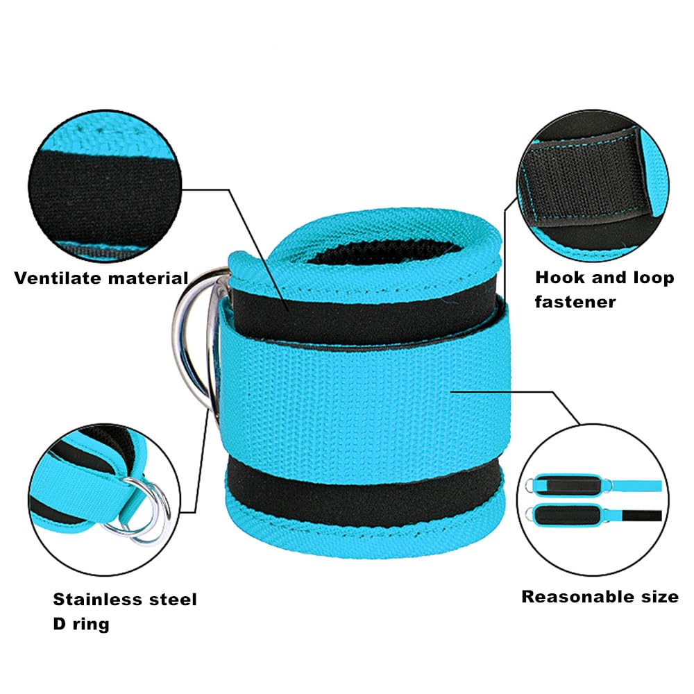 Aacehlh Ankle Strap for Cable Machine,1 Pair Adjustable Neoprene Padded Ankle Cuff for Leg Extensions,Glute Workouts,Gym for Women and Men (Black)